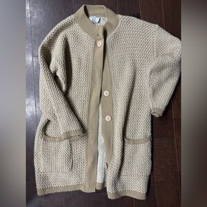 Cozy Beige Knit Cardigan Sweater